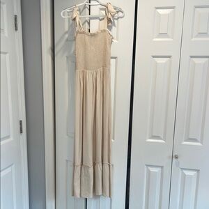 Cream Maxi Dress with Tie Straps